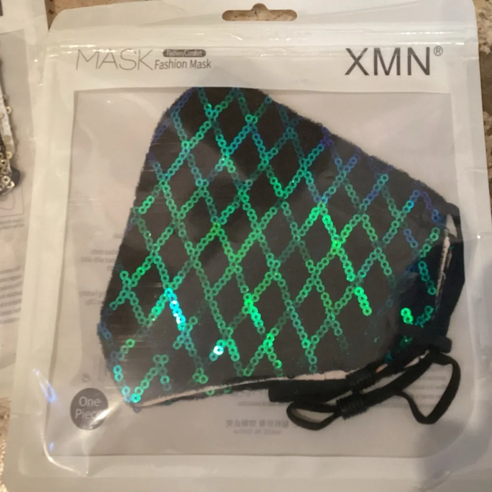 Sequin Glam Face Masks - Gold and Green